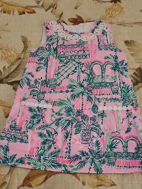 Lilly Pulitzer Pink Tropical Sleeveless A-Line Dress with Green Print